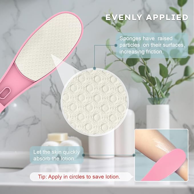 SFFTCYY&ZGTJ Lotion applicator for Back self,Back Scratcher,Back Lotion applicator for Women,Tanning mitt,Gifts for Seniors,Back Washer,Lotion Back applicator,Foldable,Portable,applicator Pads,Pink