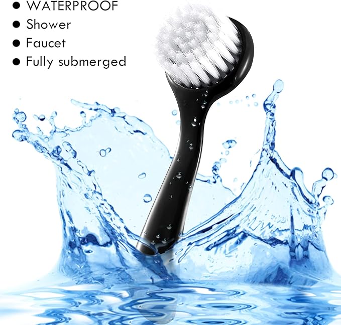 3 Pieces Facial Cleansing Brush Acrylic Handle Face Scrubbers Soft Bristle Exfoliator Cleaner Brush Scrub Exfoliating Facial Scrubber for Face Care Makeup Skincare Removal(Black)