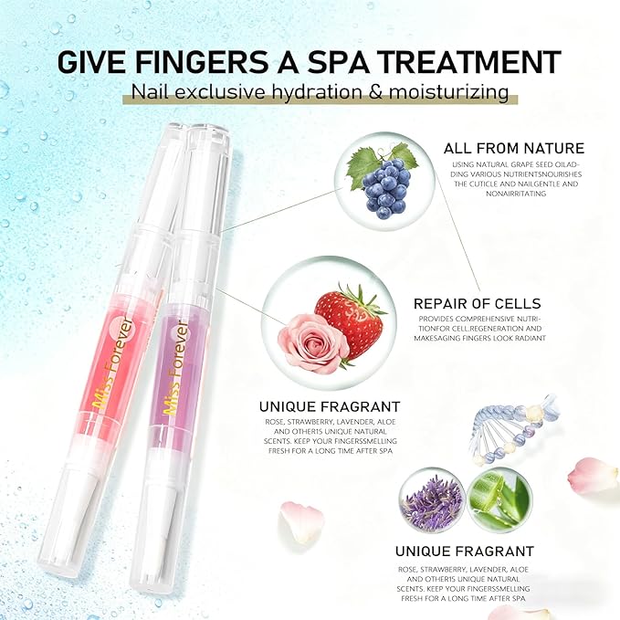 Cuticle Oil Pens - Light Scents Nail Oil Pen for Growth and Strength, Nail Care Mini Vitamins Oil Set with Natural Ingredients, Cutical Repair Bulk for Women Manicure (3 Random Scents)
