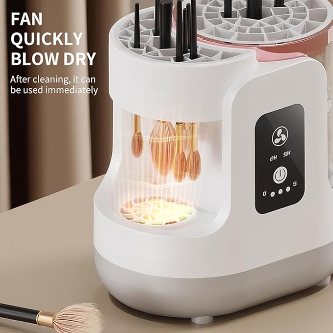 Electric Brush Cleaner - Quick Drying Makeup Washer, Gentle with Deep Clean, Auto Drying with Multiple Adapters, Cosmetic Tool Fast Cleaning, Brush Machine for Professional Artists
