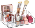 Vtopmart 1 Tier Clear Makeup Organizer with Drawer, Cosmetic Storage for Dresser Countertop and Bathroom Vanity, Beauty Holder for Lipstick Brush Skincare