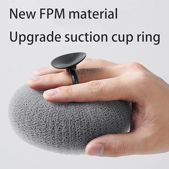 2Pcs Bath Sponge Shower Loofah, Exfoliating Body Scrubber, Upgrade Large 2-in-1 Sunflower Bath Ball with Suction Cup Non-Slip Handle, Bath Sponges for Men Women(Grey&Black)