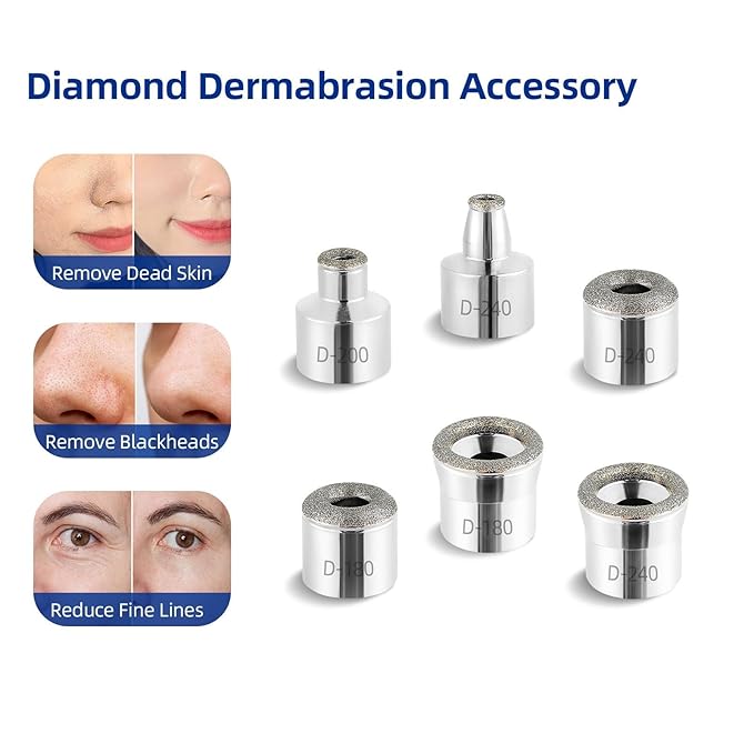 Diamond Dermabrasion Head, Microdermabrasion Accessories 6 Tips, Facial Replacements Dermabrasion Head Replacements Professional Microdermabrasion Tool