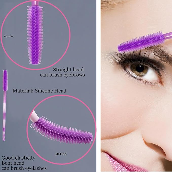 BIHRTC 100PCS Disposable Silicone Eyelash Brush Mascara Spoolies Mascara Wands Disposable Lip Applicators liner Brushes Makeup Tools for Women Girls Salon Beauty Cosmetic Make Up Tool
