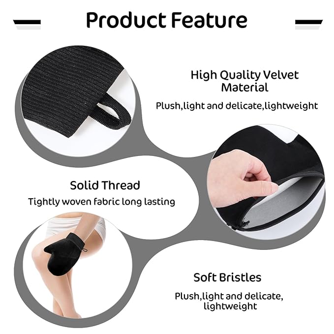 TIESOME 4 Pcs Self Tanning Mitt Applicator Kit, 4 in 1 Reusable Tanning Glove Accessories for Face Body Back Streak Free Tan Mitt (black)