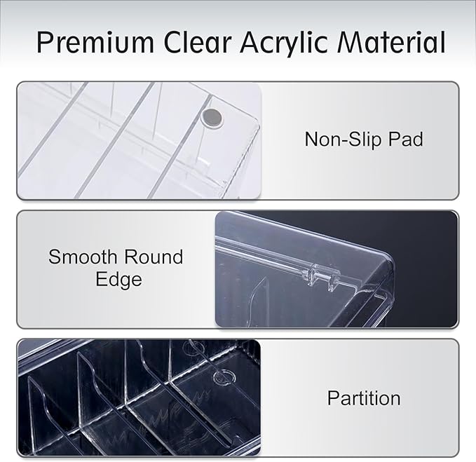 MoyRetty Acrylic Lash Extension Organizer, Large Capacity Eyelash Extension Supplies Storage Container Box, Neatly Store and Organize Your Lash Supplies (Clear)