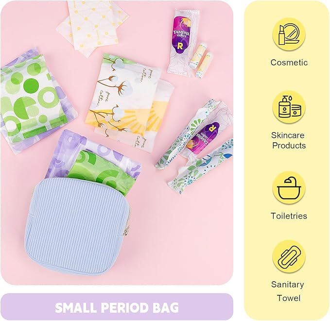 Period Bag for Teen Girls, Corduroy Sanitary Napkin Storage Bag, Menstrual Pad Pouches Tampon Holder for Purse