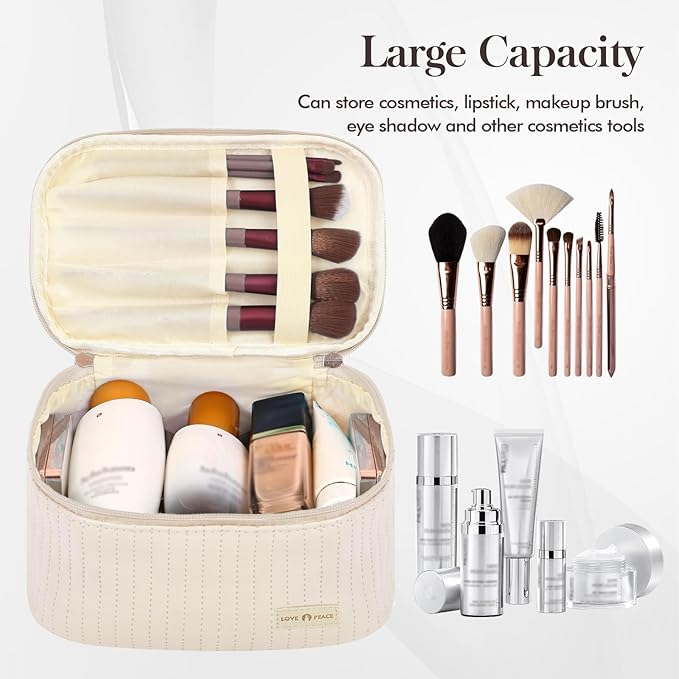 Makeup Bag Travel Cosmetic Bag, Large Capacity Makeup Organizer Bag and Storage, Portable PU Leather Pouch Toiletry Bag Make up Organizer, Cosmetic Bags for Women