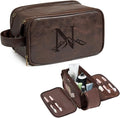 Janhavi Large Make Up Bag Traveling, Birthday Gifts For Husband, Personalized Laser Engraved Initials & Mountain, Men's Accessories Organizer Mens Travel Bag Toiletry, Gifts for Him (Dark Brown N)