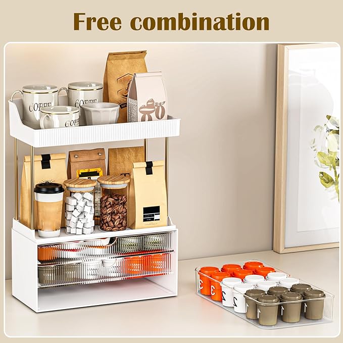 12.2"W Makeup Organizer Drawers - 5 Tiers Bathroom Counter Organizer, Cosmetic Storage Drawer for Dresser Countertop and Bathroom Vanity for Large Skincare, Perfume, Clear
