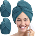 YoulerTex Microfiber Hair Towel Hairs Wrap: 2 Pack 10X26 Hair Dryer Towels for Women Absorbent Turban Twist Drying Shower Cap Curly Hairs Products for Hair's Care Accessories (Navy Blue)