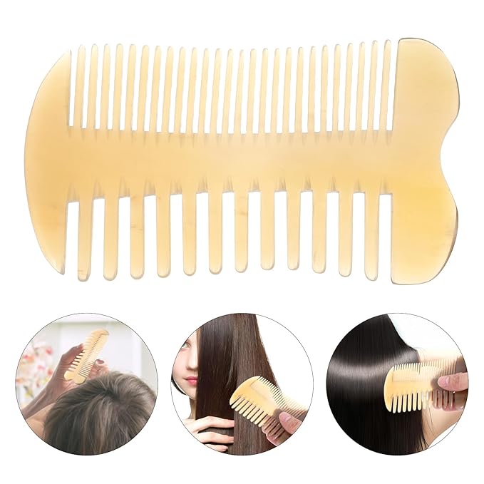 OX Horn Comb - Handmade Double-Sided Wide Tooth Anti-Static Massage Comb for Men & Women