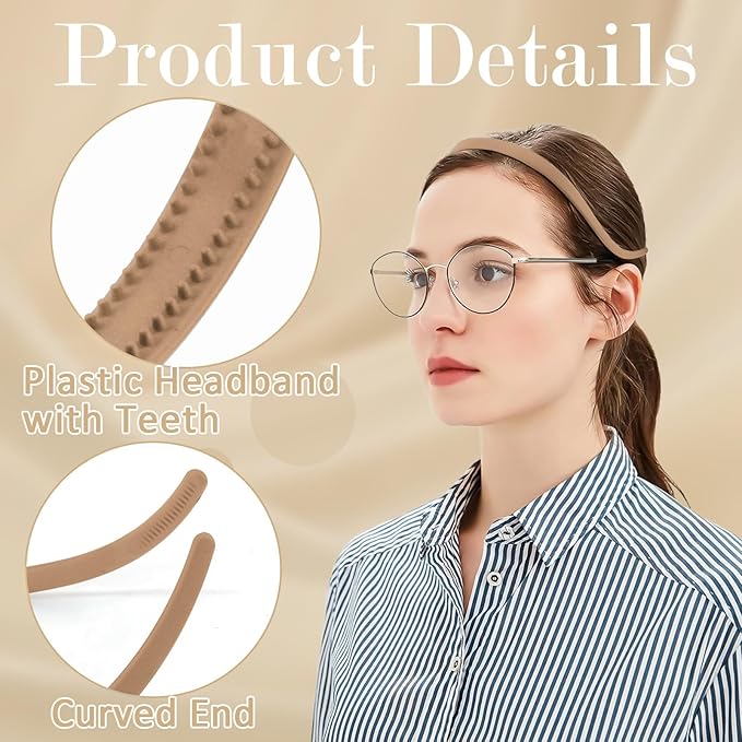 Sunglasses Headband for Women No Pressure Matte Non Slip Head Bands for Women’s Hair with Teeth, Comfortable Sun Glasses Headband 6PCS Thin Plastic Hairbands
