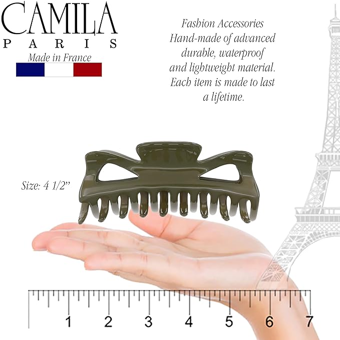 Camila Paris CP3504 French Large Hair Clips for Women Thick Hair for Long Curly Wavy Hair, Girls Hair Claw Clip, Durable Styling Big Claw Clip for Thick Hair, Strong Hold No Slip Grip, Made in France