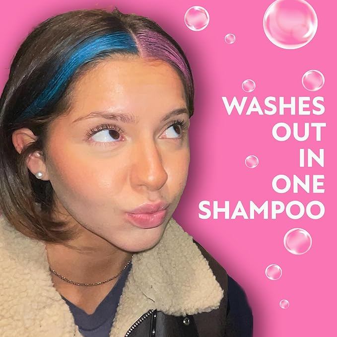 Fun In by Sun In Temporary Hair Color with Easy Brush Applicator for Kids, Teens & Adults - Washable One day color for Festivals, Events & Parties - All Hair Types