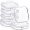 Sanwuta 6 Pcs Clear Hard Zipper Case Plastic Zipper Pouches Transparent Makeup Bag Pencil Case Pouches Toiletry Diaper Bag for Travel Toy Storage Organizer Bins(White,5 x 5 x 2 Inch)