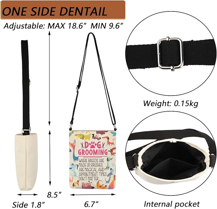 MBMSO Dog Groomer Small Cross Body Shoulder Bag Dog Grooming Gifts Dog Makeup Bag Dog Lovers Gifts Dog Print Crossbody Purse