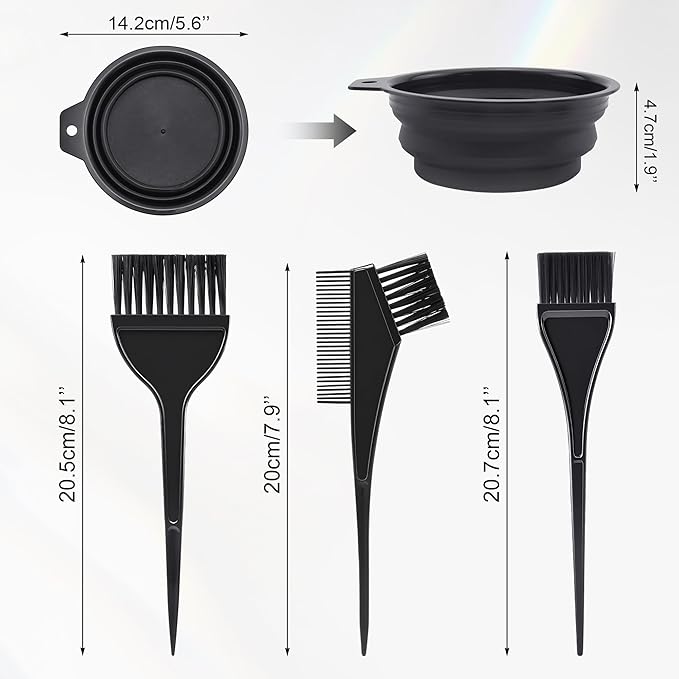 Quacc Hair Coloring Dyeing Kit, 4 PCS Hair Dye Brushes Tools Color Mixing Bowl and Brush for DIY Home Salon (Black)