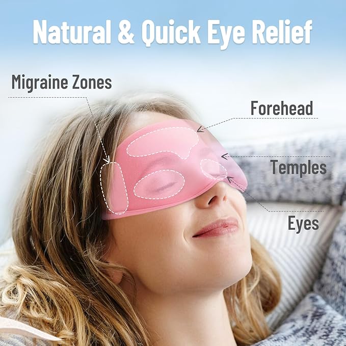 Cooling Eye Mask, Cold Eye Mask for Puffiness, Reusable Ice Eye Masks for Dark Circles, Puffy Eyes, Relieve Migraines and Headaches with Gel Eye Masks Therapy, Long-Lasting Comfort (Pink of 3D)