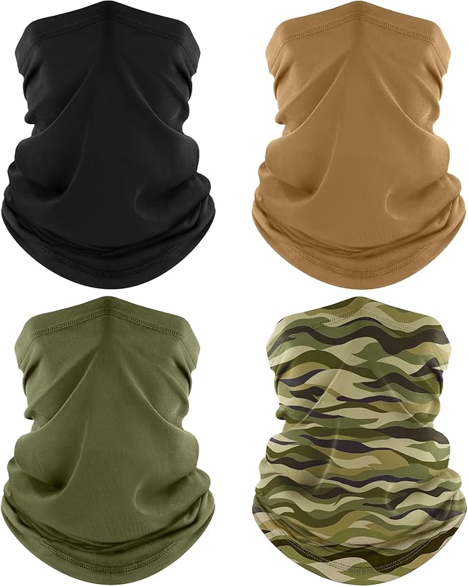 4 Pack Neck Gaiter, Cooling Breathable Face Mask UV Protection Scarf Hiking Bandana for Men/Women