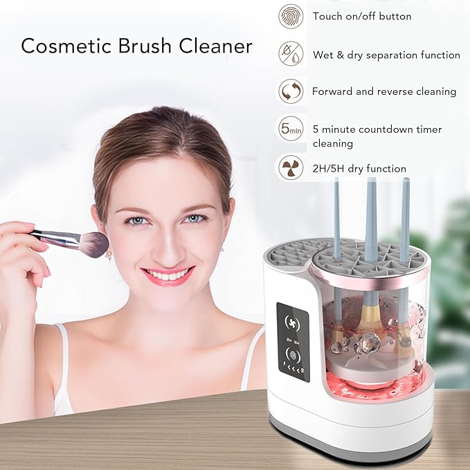 Electric Makeup Brush Cleaner Machine, Portable Automatic 2H 5H Drying Timer USB Cosmetic Brushes Cleaner Tool for All Size Beauty Makeup Brush Set, Contour, Eyeshadow