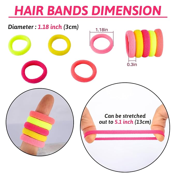 120 Pcs Baby Hair Ties, Cotton Toddler Hair Ties for Girls and Kids, Multicolor Small Seamless Hair Bands Elastic Ponytail Holders(Pink+Yellow)