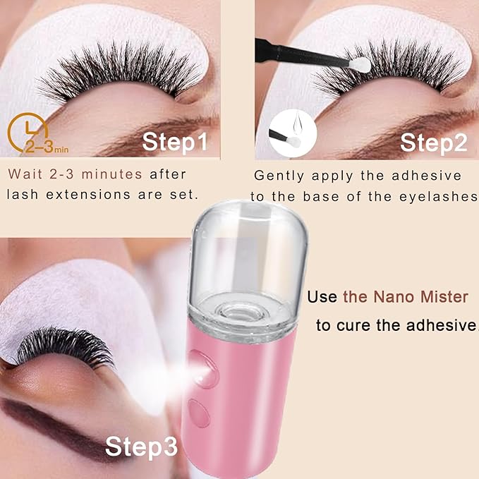 Kingsmile Nano Mist Sprayer, Electric Nano Mister, Portable Face Mister for Eyelash Extensions & Daily Care, Mini Face Humidifier, Facial Mister with 1OZ /30ML Large Capacity Screwing Water Tank Pink