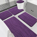 YIHOUSE Memory Foam Purple Bathroom Rug Sets 5 Piece, Ultra Absorbent Bath Mat for Bathroom - Non-Slip Machine Washable & Dry Quickly, 5 Piece Bathroom Mat Set, Purple