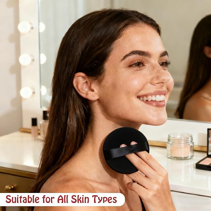 Body Powder Puff Extra Soft Large 3.95" Dusting Powder Puff for Women Bath and Face Makeup Setting Powder Applicator - Perfect for Talcum or Loose Powder, Big Beauty Sponge