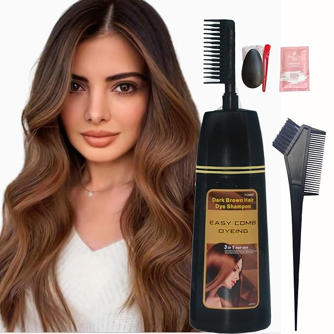 Hair Dye Shampoo Dark Brown Permanent YIZHONG Hair Color For 100% Gray Coverage Women Men Dark Easy Comb Dyeing (coffee)