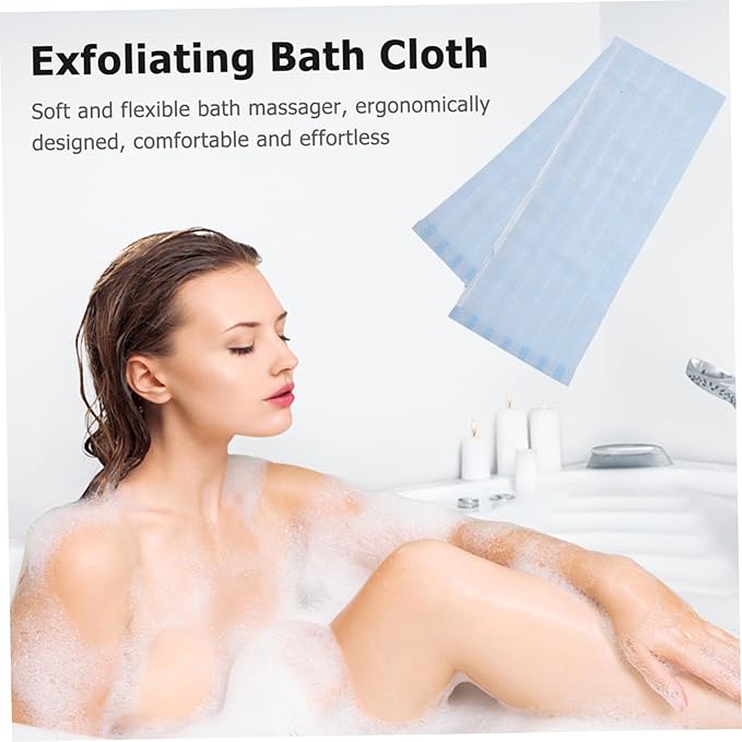 Portable Back Bath Towel Double-sided Exfoliating Shower Scrubber Straps for for Deep Cleaning Back Neck and Shoulders