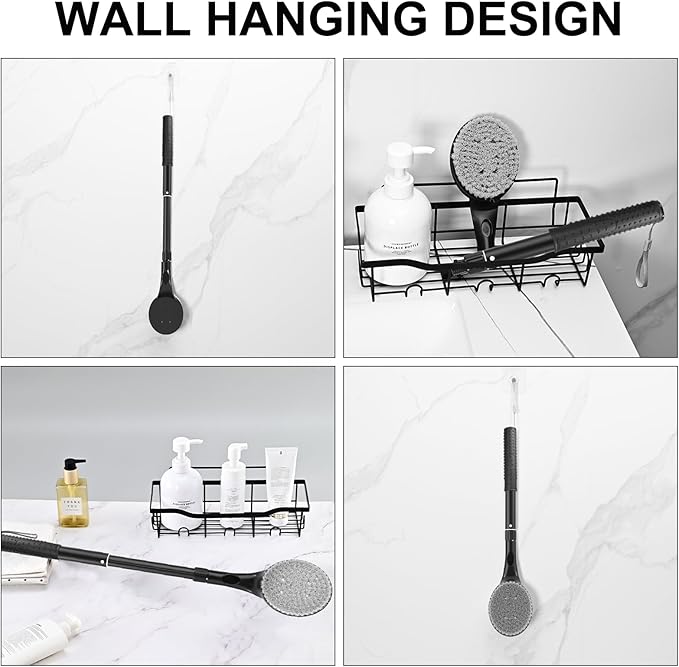 Back Scrubber Anti Slip for Shower, 25.7” Telescopic Back Bath Brush for Shower, Back Scrubber, Exfoliation and Improved Skin Health for Elderly with Limited Arm Movement, Disabled
