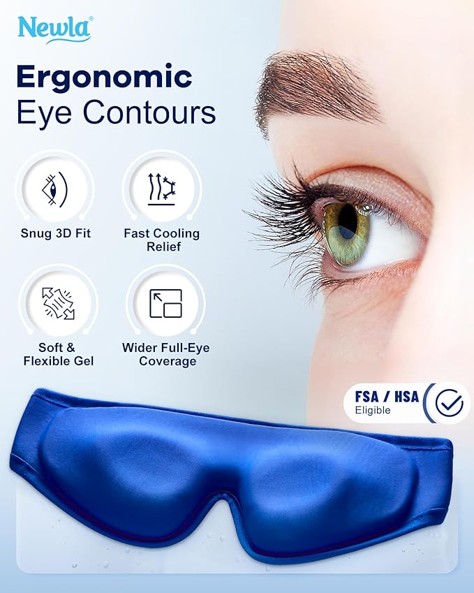 Upgraded Cooling Gel Eye Mask for Puffy Eyes: Larger Full-Eye Cover Design for Ice-Cold Therapy Relief, Headache & Migraine Relief, Reusable Cold Compress for Swelling, Eye Strain, Fatigue (Blue)