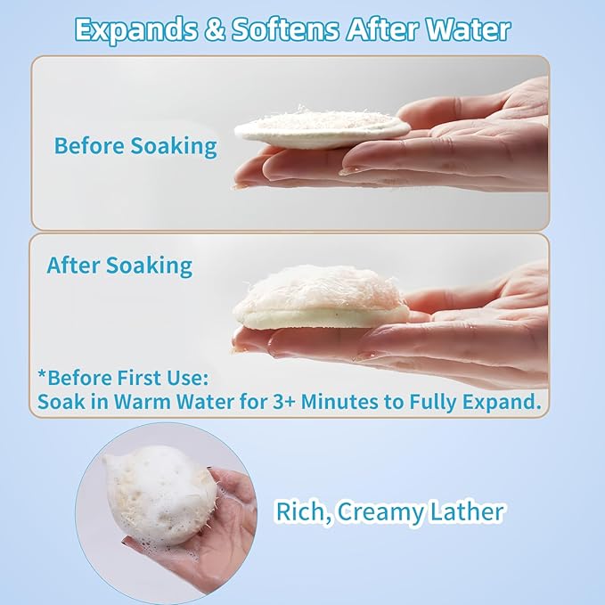 Natural Loofah Face Scrubber,Exfoliating Facial Scrub Pads Made from Organic Luffa for Women and Men (3.35", 4Pack)