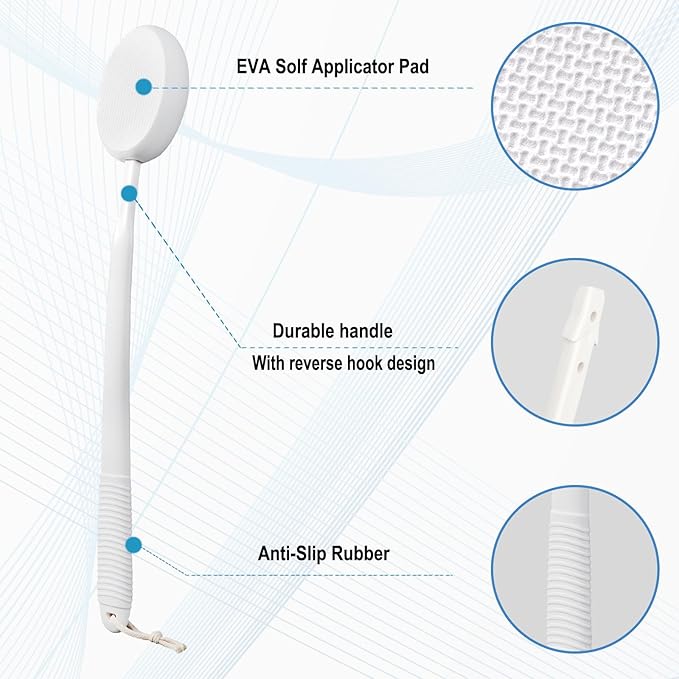 19" Lotion Applicator for Back Tanning Applicator Long Handle Back Lotion Applicator for Feet Self Tanner Back Applicator Sunscreen Applicator for Kids Women Men The Elderly