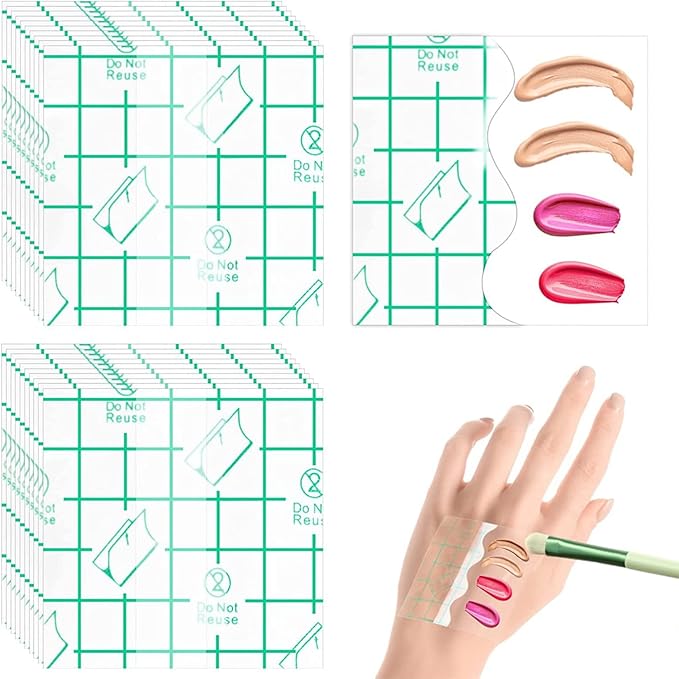 Marhynchus 100pcs Makeup Hand Palette Waterproof PU Film Self Adhesive Disposable Makeup Mixing Palette