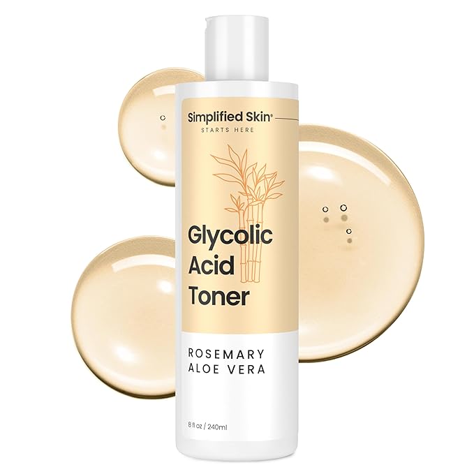 Glycolic Acid Toner for Face - 8% Facial Toning Solution - Hydrating, Anti-Aging, Exfoliates Skin with AHA, Aloe Vera, & Rosemary Extract for Women & Men - 8 Fl Oz