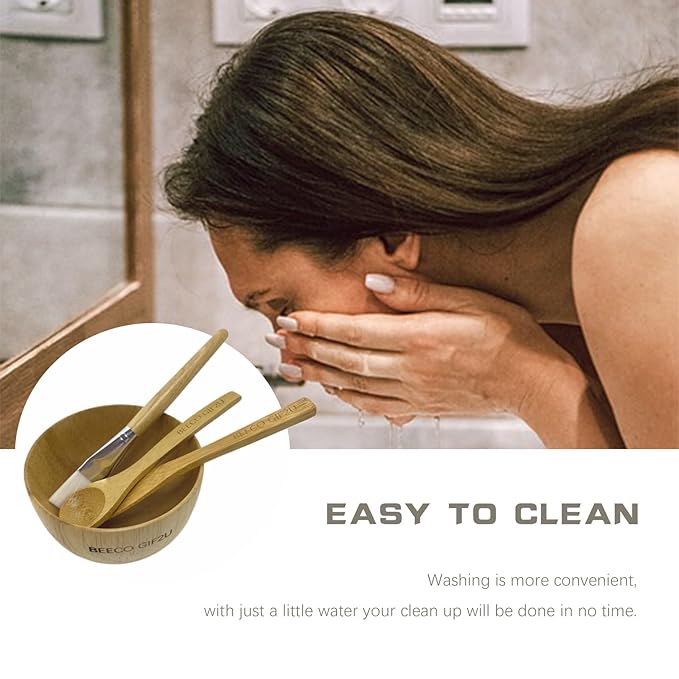 Skincare Face Mask Mixing Bowl Set 6 Pack,Makeup Skin Care Products for Clay Mask,Home DIY Beauty & Personal Care Tools Kit Bamboo Bowl,Spatula,Spoon,Brush,Silicone Applicator,Headband