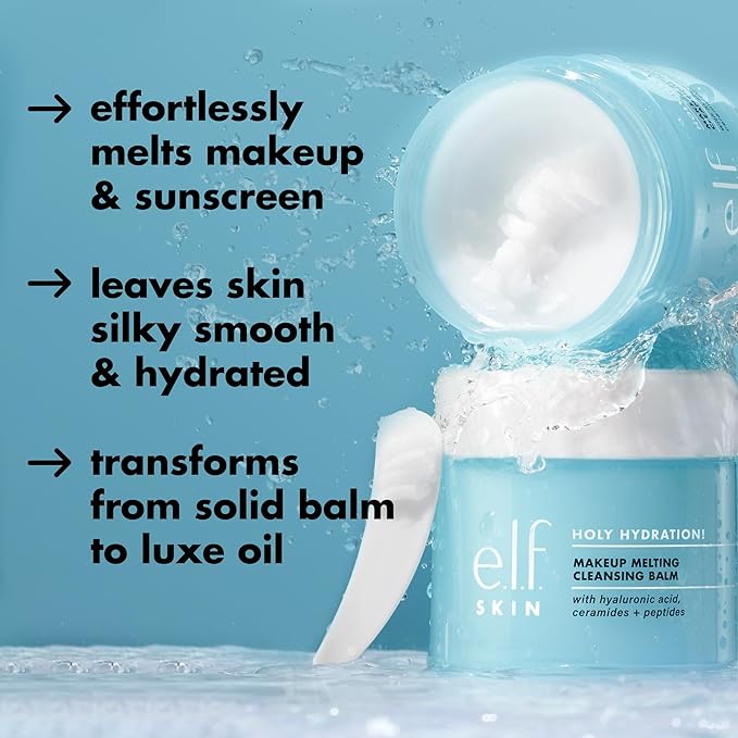 e.l.f. SKIN Holy Hydration! Makeup Melting Cleansing Balm JUMBO, Face Cleanser & Makeup Remover, Infused with Hyaluronic Acid to Hydrate Skin, 3.5 Oz, (Pack of 2)