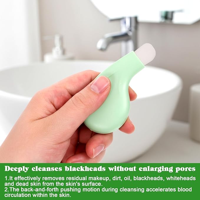 Silicone Nose Blackhead Remover, Blackhead Remover Tool, Deep Skin Scrubber Face Spatula, Mild and Safe Face Scraper for Remove Facial and Nose Ehead for Men and Women, Green