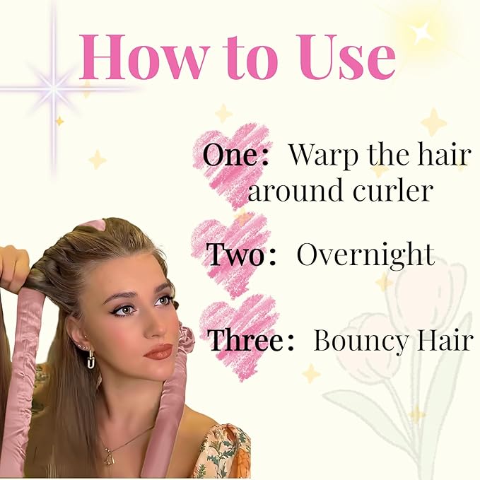 Serenade Sparkling Satin Heatless Hair Curler, Heatless Curling Rod Headband, No Heat Curling Rod Hair Roller for Women and Girls to sleep in, White