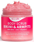 Bikini Area Exfoliator with 10% AHAs BHA & Vitamin C, Exfoliating Body Scrub for Ingrown Hair and Underarm Bumps, Dark Spots, Moisturize Brighten Soothe & Even Skin Tone, Sensitive Skin Safe, 7.76 oz