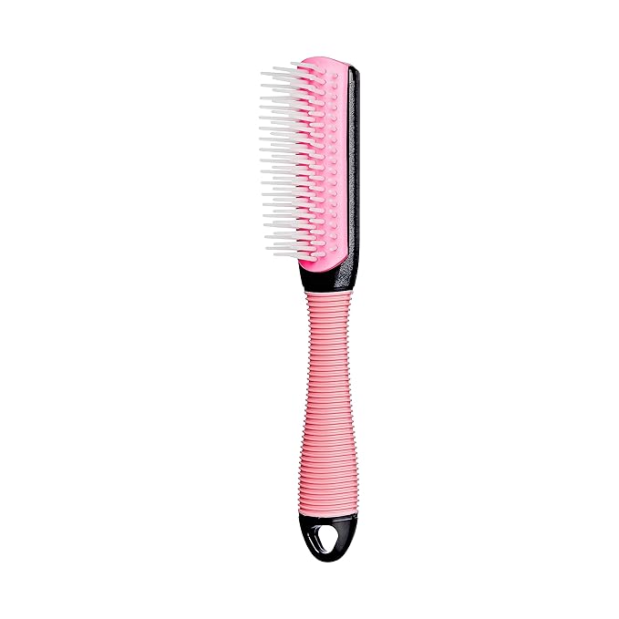 KISS Colors & Care Kids Adjustable Mini Detangling Non-Slip Brush - Pink, Gentle, Smooth & Sleek, Knot-Free Results, Less Breakage, Flexible & Perfect For All Hair Types & Little Ones