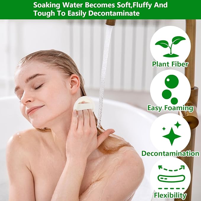 4 Pcs Natural Loofah Sponge Facial Scrub Pads Exfoliating Pads for Face Exfoliating Pads Scrubbers Facial Sponge Loofah for Women Men Bath Shower, Face That Gets You Clean