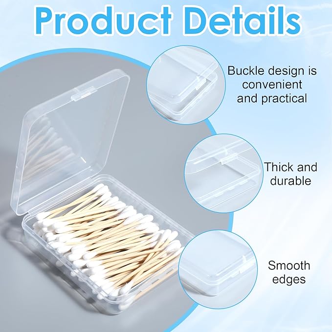 Portable Travel Cotton Pad Holder 3 Pcs Travel Qtips Case Cotton Pad Holder Travel Dispenser Cosmetic Sponge Storage Box Cotton Swab Travel Case For Cotton Rounds Swabs Floss (Pink, Transparent, Blue)