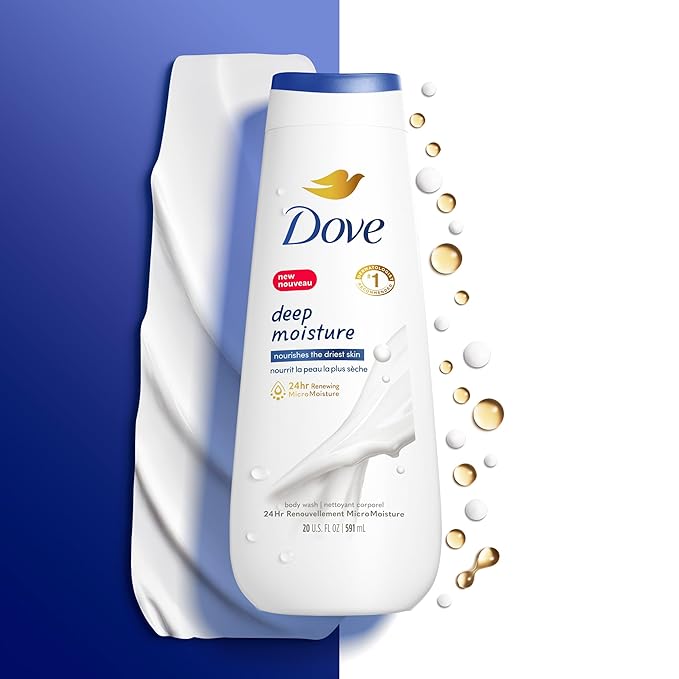 Dove Nourishing Care Gift Set – Deep Moisture Body Wash + Crushed Macadamia & Rice Milk Exfoliating Body Polish (2 Piece Set)
