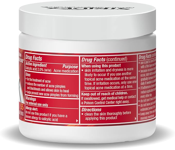 Stridex Medicated Acne Pads, Maximum, 55 Count – Facial Cleansing Wipes, Alcohol Free, Acne Treatment for Face, For Moderate Acne, Smooth Application