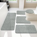 YIHOUSE Bathroom Rugs Mat Set 5 Piece Light Grey, Memory Foam Bath Mats Sets, Non Slip Water Absorbent Washable Bath Rugs for Sink, Toilet and Floor