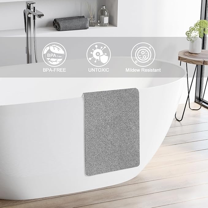 Bathtub Mat Shower Mat Non-Slip - 16x39 Inch Soft Comfort Bath Mat with Drainage Holes, PVC Loofah Massage Bathmat for Shower, Tub, Bathroom, Wet Areas, Quick Drying
