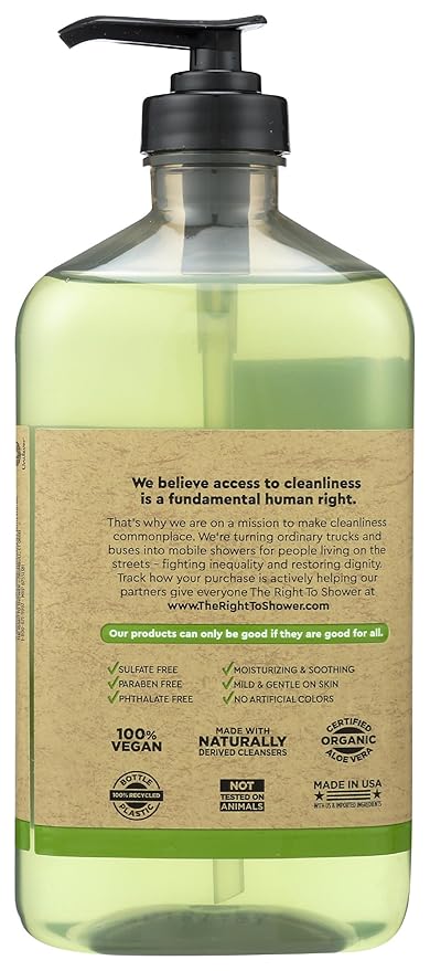 The Right to Shower Sulfate Free Body Wash, Hope, Aloe Vera + Dewy Moss, 16 Fl Oz